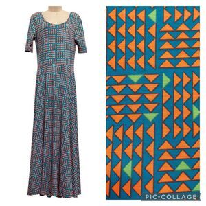 LuLaRoe Simply Comfortable Maxi Dress Geometric Print Short Sleeve Sz M